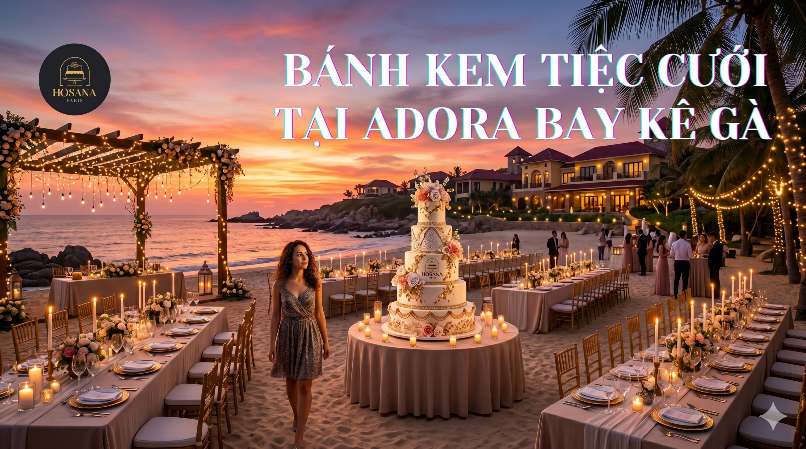 BÁNH KEM TIỆC CƯỚI TẠI ADORA BAY KÊ GÀ