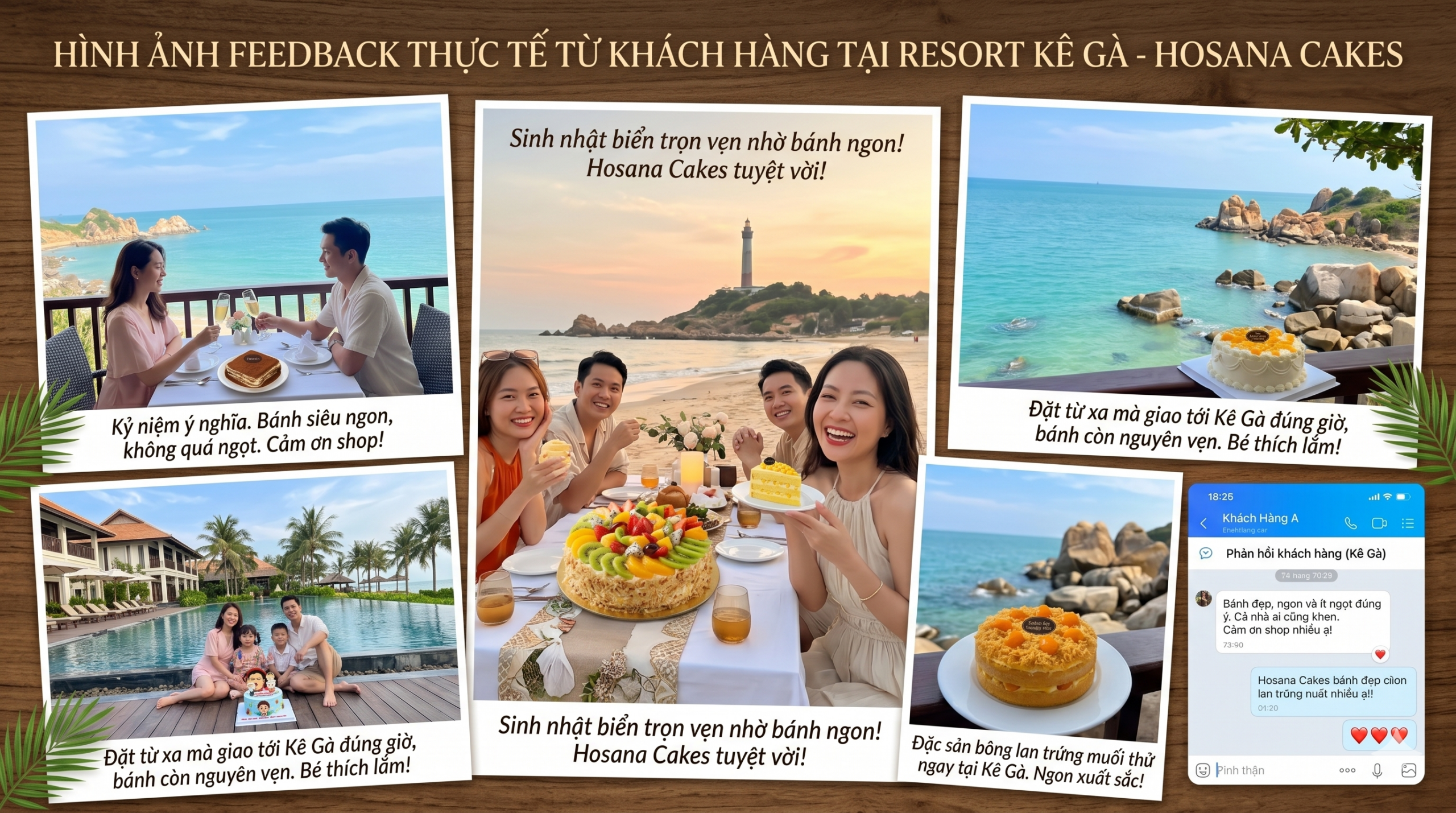 feedback thực tế từ khách hàng đã sử dụng bánh của Hosana Cakes