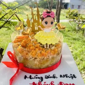 Bánh Bông lan trứng muối xinh đẹp cho bé gái